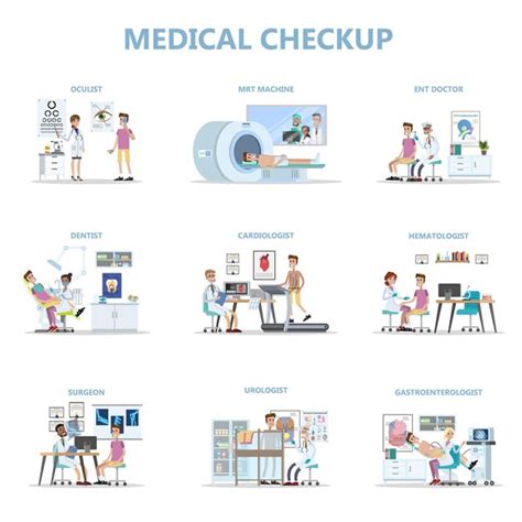 Premium Vector Full Medical Checkup Set With Patient And Doctors