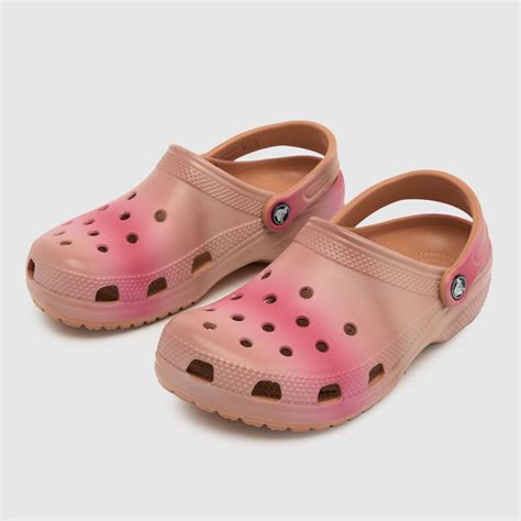 Womens Pale Pink Crocs Classic Dip Dye Clog Sandals Schuh