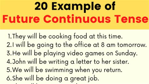 20 Examples Of Future Continuous Tense Sentences