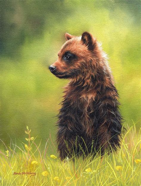 Brown bear cub Painting by Sarah Stribbling | Pixels