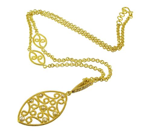 18k gold, diamond filigree necklace | Jewelry design, Filigree