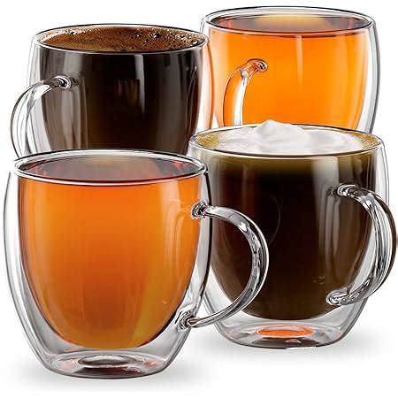 48hr SALE 250ml Double Walled Glass Tea Or Coffee Mugs Set Of 4