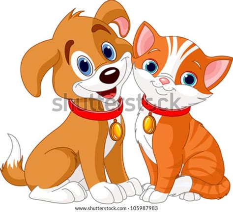 Illustration Best Friends Ever Cat Dog Stock Vector (Royalty Free ...