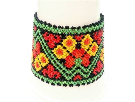 Mexican Huichol Beaded Bracelet Manchete Bracelet Ethno Bracelet