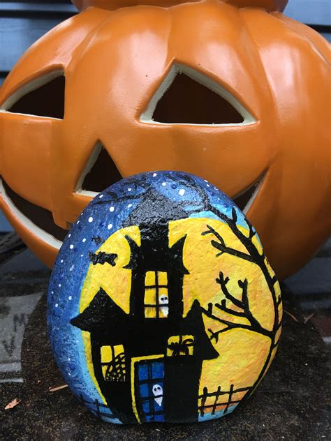 My Haunted House Pebble Art Rock Art Painted Rocks