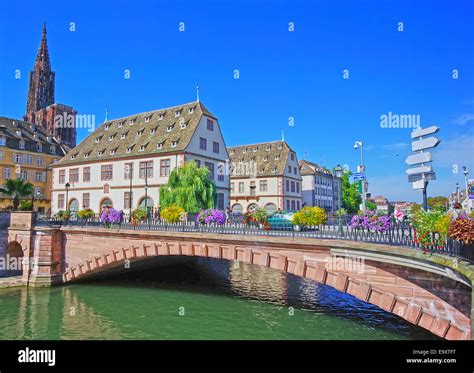 Beautiful Strasbourg View With A Bridge And Historic Constructions