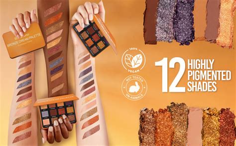 Palette de fards à paupières bronze cuivré nude couleurs mates scintillantes hautement