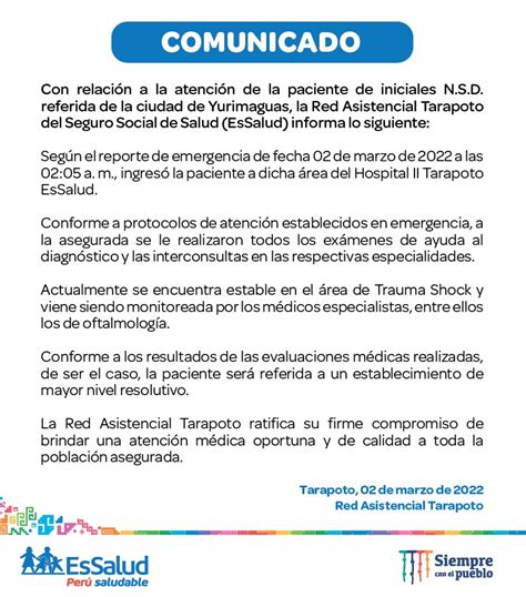 Essalud On Twitter Comunicado Essalud Informa Sobre La Atenci N Y