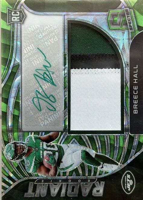 Breece Hall 2022 Spectra Radiant Rookie Patch Signatures Neon Green