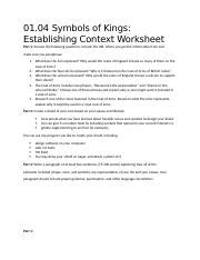 01 04 Symbols Of Kings Establishing Context Worksheet Docx 01 04