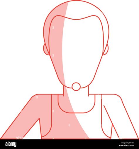 Red Silhouette Shading Faceless Half Body Man With Beard Stock Vector