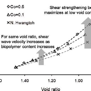 Void ratio and shear wave velocity relationship of β 1 3 1 6 glucan