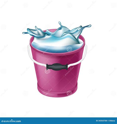 Bucket With Water And Splash Isolated On White Royalty Free Stock Photos - Image: 34354708