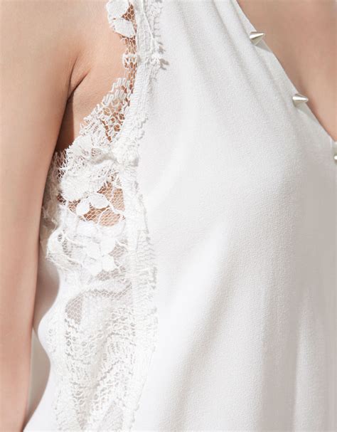 Zara Studded Lace Dress In White Lyst