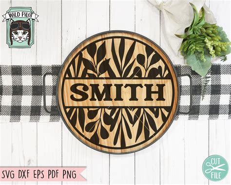 Round Leaf Split Monogram Frame Svg Cut File So Fontsy