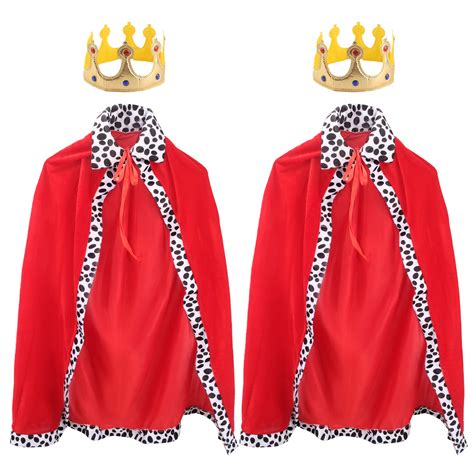 Buy Cotiny 2 Pack Kids King Costume Set King Cape Queen Robe Red Cloak