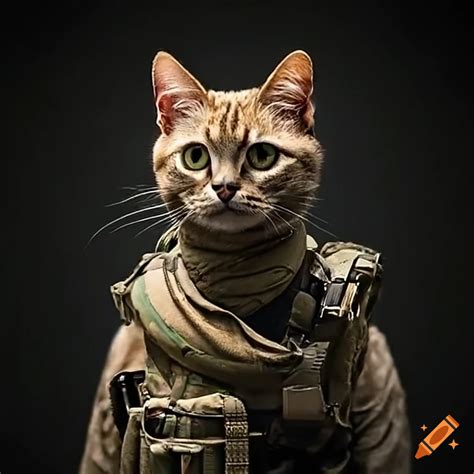 Cat Wearing Military Gear On Craiyon