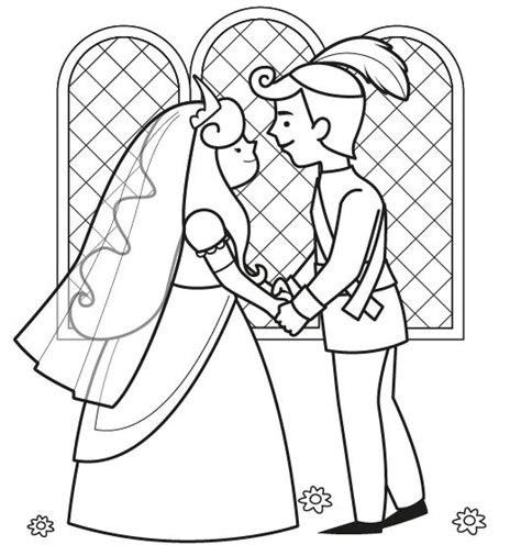 Boda de príncipes dibujo para colorear e imprimir