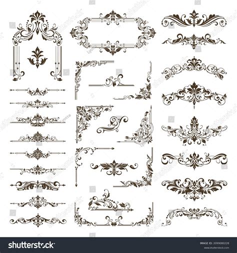 Ornamental Design Lace Borders Corners Vector เวกเตอร์สต็อก ปลอดค่า