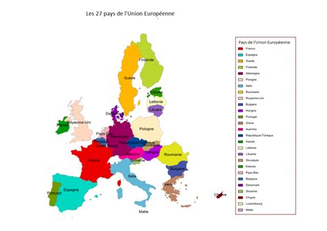 Carte des pays de l Union Européenne Liste des pays membres de l UE