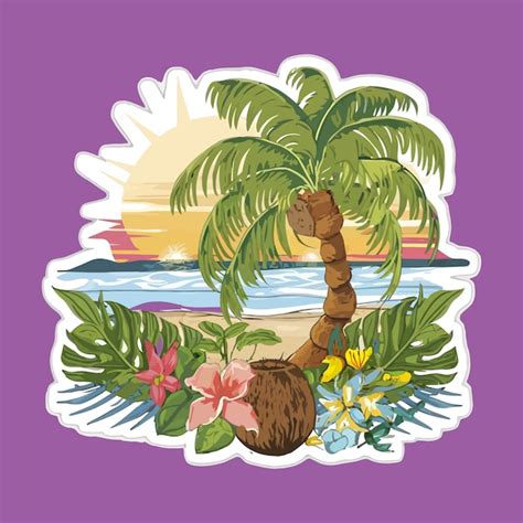 Premium Vector Ocean Beach Graphic Sticker Design