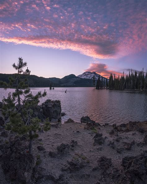 Cloud Formations Over Mount Bachelor From The Shore Of Sparks Lake