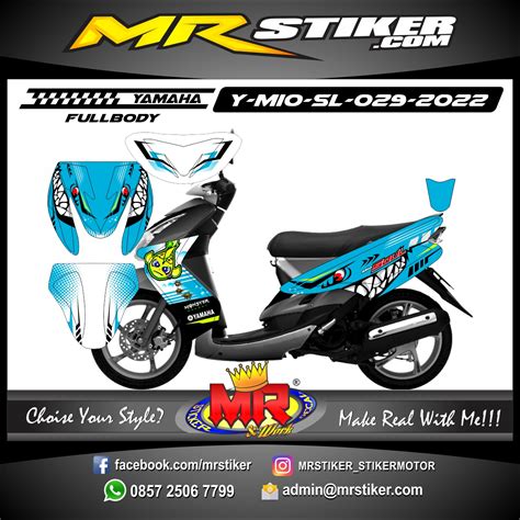 Stiker Motor Decal Yamaha Mio Soul Blue Shark 46 Racing FullBody