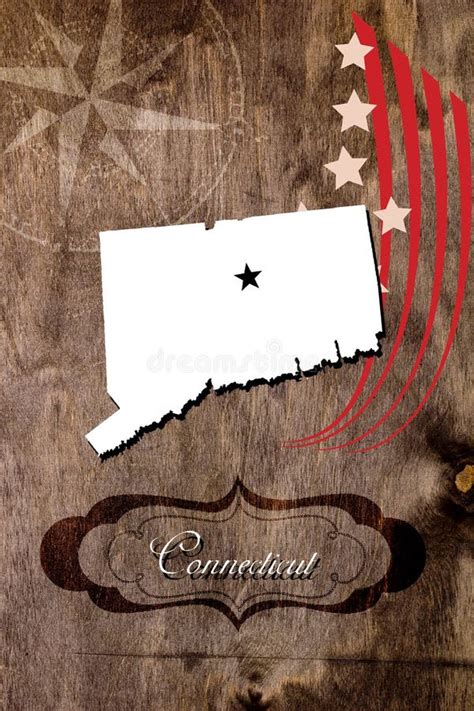 Poster Connecticut State Map Outline Stock Image - Image of idea, star ...