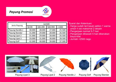 Souvenir Payung Promosi A3 Printing