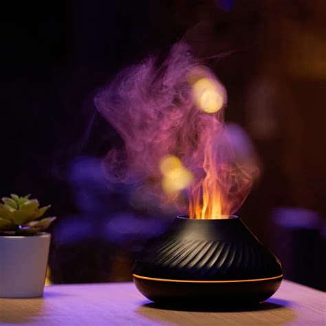 Dropship Newest RGB Flame Aroma Diffuser 130Ml 3d Colorful Flame