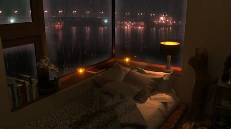 Cozy Bedroom With Rainy Night View 10 Hours Relaxation And Sleep