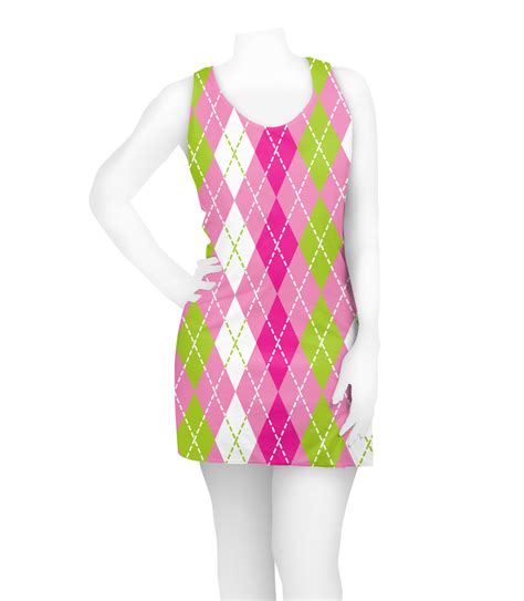 Pink And Green Argyle Racerback Dress Personalized Youcustomizeit