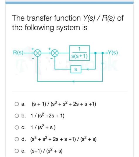 Solved The Transfer Function YsR S Of The Following System Chegg