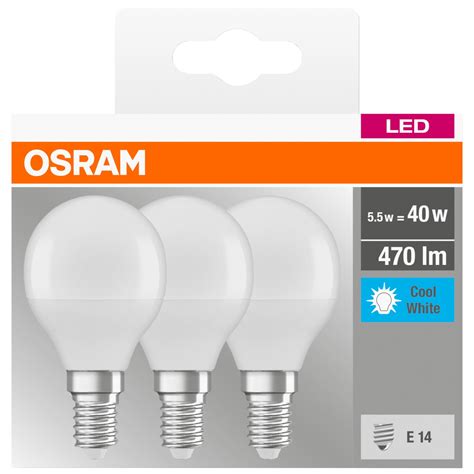 Set 3 Becuri Led Osram Base Classic P40 E14 5 5w 40w 470 Lm