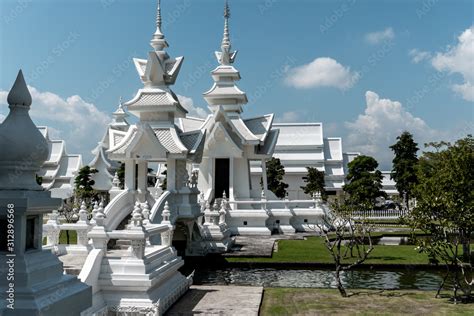 Thai buildings designed with the typical asian architecture located in ...