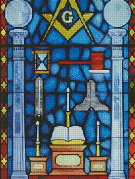 Masonic Stained Glass Pdf Counted Cross Stitch Pattern Etsy