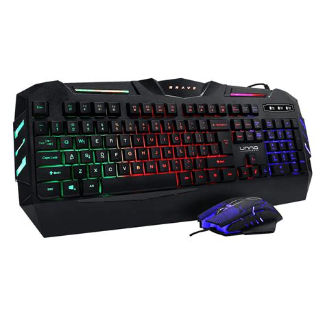 Combo Teclado Y Mouse Unno Tekno Gamer Brave Brv Rgb Ingles Usb Xpc