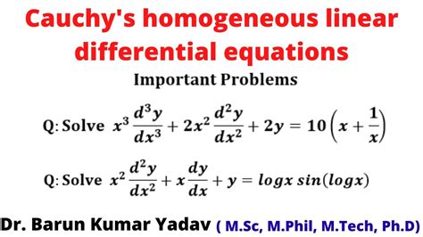 Cauchy S Homogeneous Linear Differential Equation Part