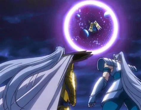 Two Anime Characters Facing Each Other In Front Of A Purple And Blue