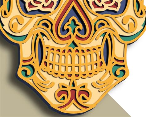 Sugar Skull Multilayer Svg Skull Mandala Cut File D Layer Etsy