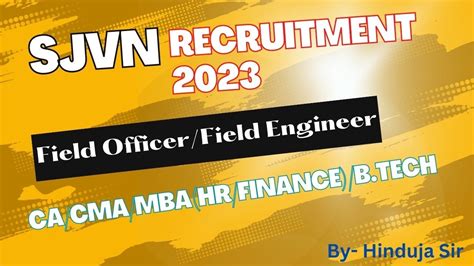 SJVN Recruitment 2023 SJVN Field Officer Field Engineer Vacancy 2023