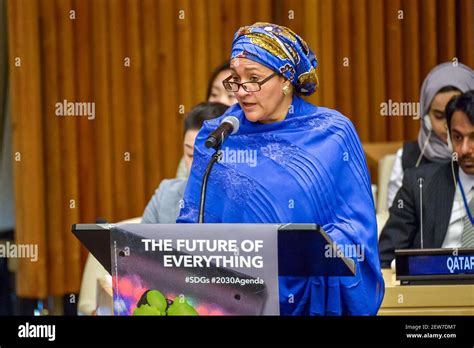 United Nations Deputy Secretary General Amina J Mohammed Is Seen At A