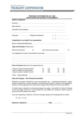 Fillable Online Foi Application Form Western Australian Treasury