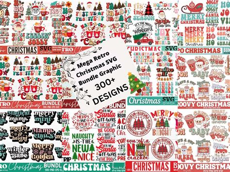 Mega Retro Christmas SVG Bundle Graphic 300 Designs Christmas 2023