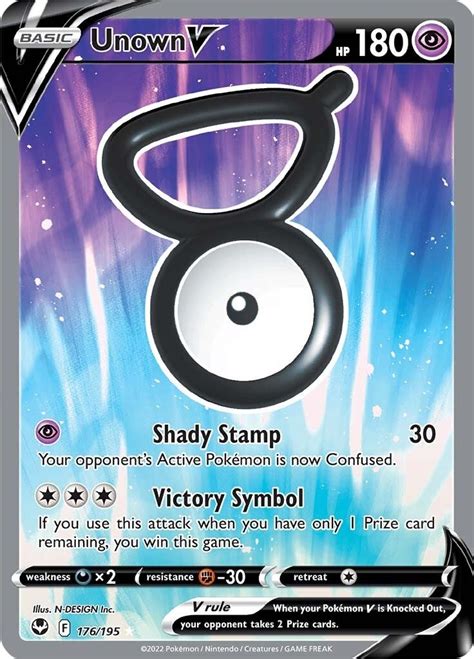 Unown V Full Art SWSH12 Silver Tempest Pokemon