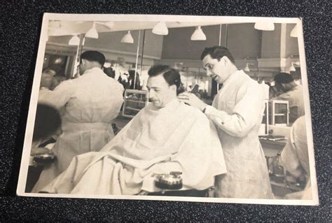 VINTAGE BARBER SHOP INTERIOR B/W 5 BY 7" PHOTO- LOCATION UNKNOWN ...