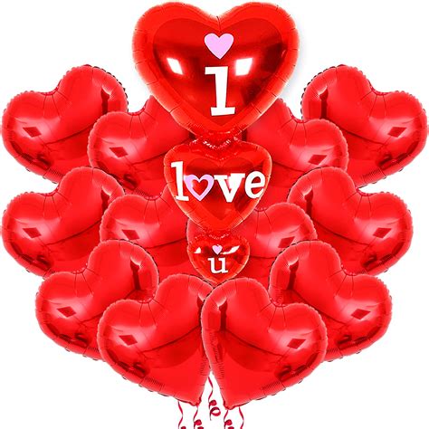 Xtralarge 121 Red Heart Balloons Big Pack Of 13 I Love You Balloons 36 Inch Valentines Day