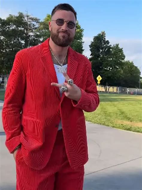 Travis Kelce Ring Ceremony Red Suit