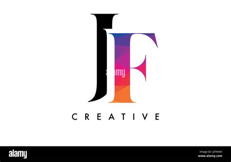 Diseño de letras JF con Corte Creativo y Textura Colorida Rainbow JF