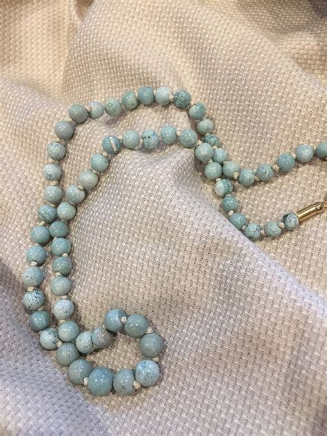 Semi Precious Bead Necklace Knotted Stone Unknown 2 Gem